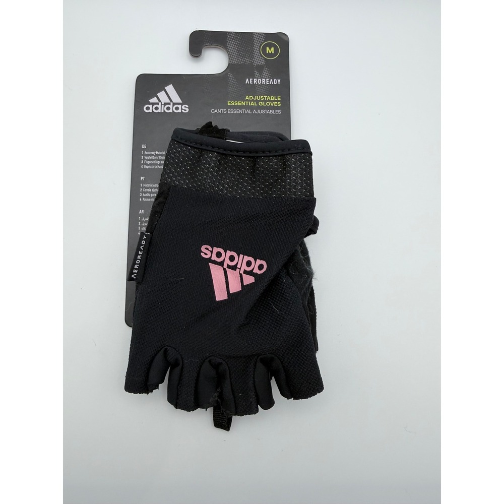 Adidas Aeroready Adjustable Essential Gloves Black Pink Fingerless Gym